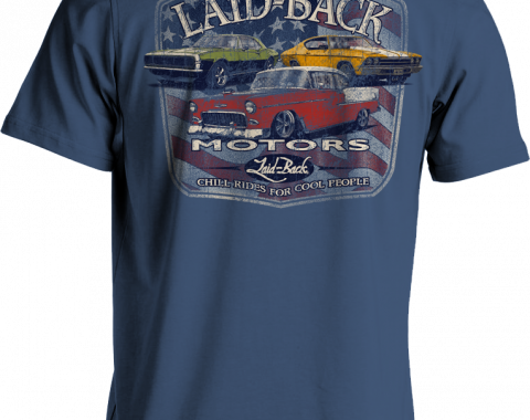 Laid Back Fulton Motors Chevy T-Shirt, Blue