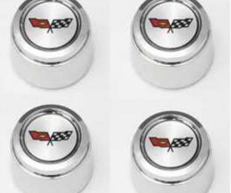 Camaro 1982 Corvette Style Chrome Center Cap Set For Corvette Style Aluminum Wheels