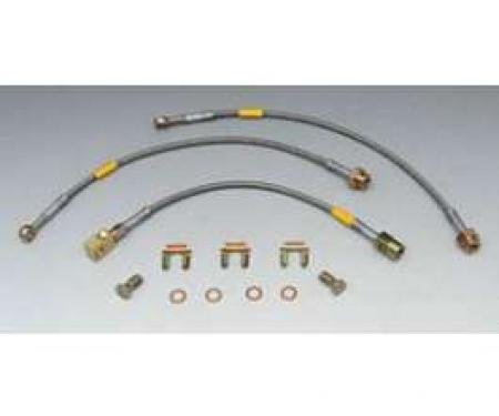 Camaro Braided Disc Brake Hose Kit, Stainless Steel, With Rear Drum Brakes, Goodridge, 1982-1983