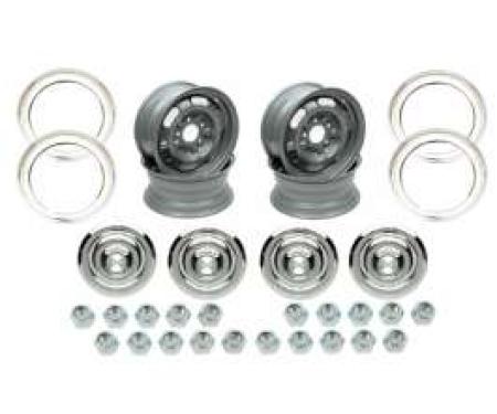 Camaro Rally Wheel Kit, 14 x 7, Complete, For Cars With Disc Brakes, 1967