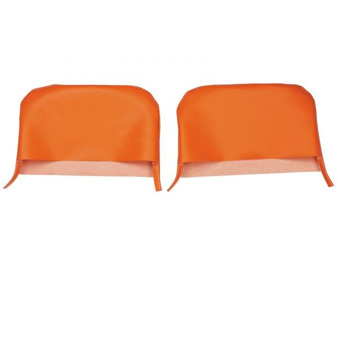 PUI Interiors 1969 Chevrolet Camaro Orange Bucket Seat Head Rest Covers 69FH26U