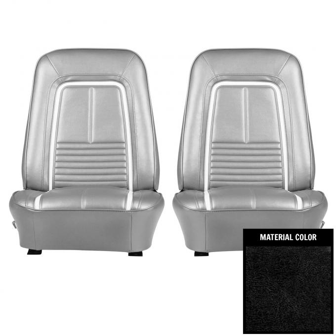 PUI Interiors 1967 Chevrolet Camaro Deluxe Black & White Front Bucket Seat Covers 67DS10U