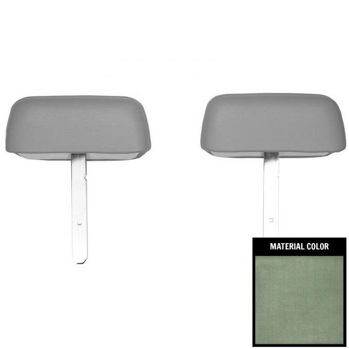 PUI Interiors 1969 Camaro/Firebird Pre-Assembled Straight Bar Dark Metallic Green Headrests 69FH24U-PS