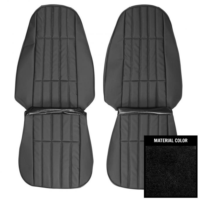 PUI Interiors 1973 Chevrolet Camaro Deluxe Black Front Bucket Seat Covers 73DS10US