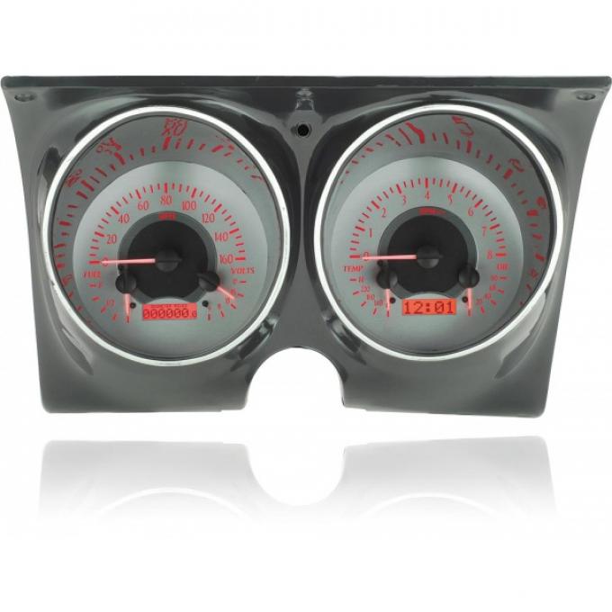 Firebird Analog Dash Gauges, Dakota Digital, Silver With Red Display, 1967-1968