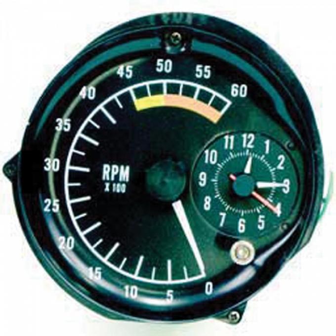 Firebird Tachometer, With Clock, 5000 RPM Redline, 1976-1978