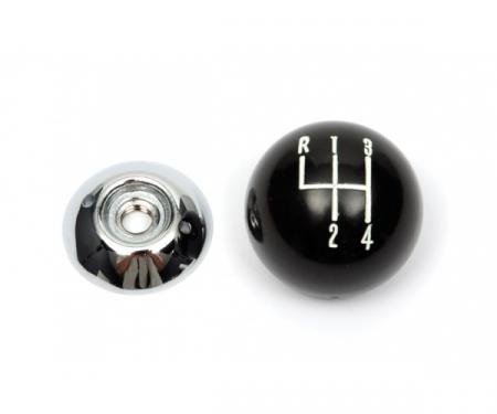 Firebird Shifter Knob, Manual Transmission, Black Ball/Chrome Base, 3/8" Thread, 4-Speed Shift Pattern, For Cars With Hurst Shifter, 1967-1968