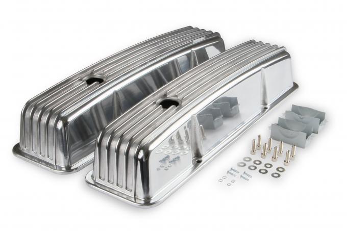 Mr. Gasket Cast Aluminum Finned Valve Covers, Polished 6855G