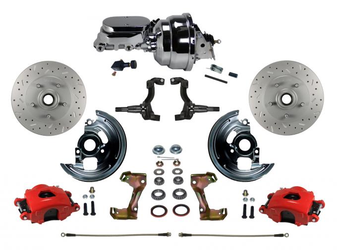 Leed Brakes Power Front Kit with Drilled Rotors and Red Powder Coated Calipers RFC1002-N605X