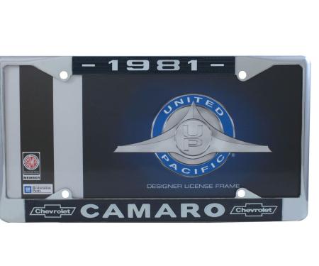 United Pacific Chrome License Plate Frame For 1981 Chevy Camaro C5044-81