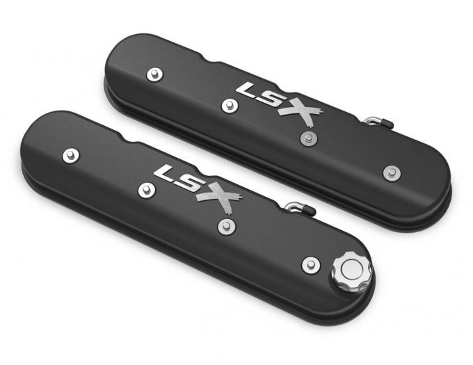 Holley Tall LS Valve Cover with LSX Logo, Satin Black Machined Finish 241-407