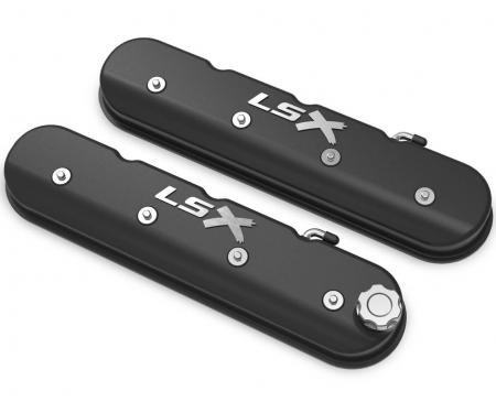 Holley Tall LS Valve Cover with LSX Logo, Satin Black Machined Finish 241-407