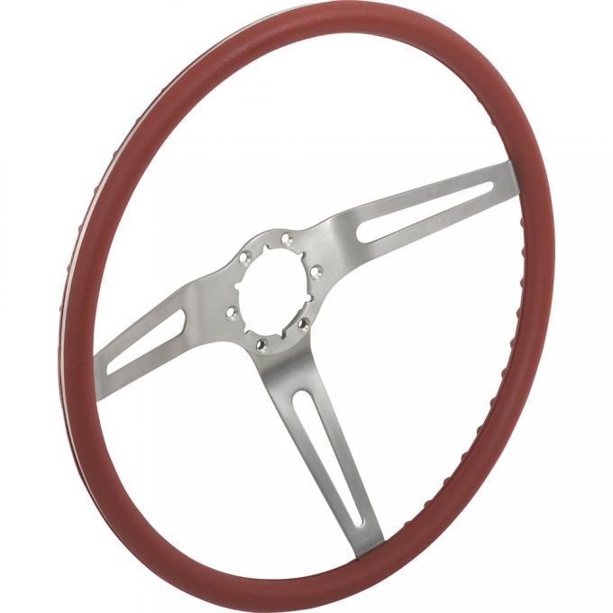 OER 1969-72 GM, Comfort Grip Cushioned Steering Wheel, 3-Spoke, Silver Spokes, Red Grip 154114