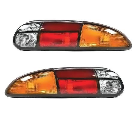 OER 1993-02 Camaro, Tail Lamp Assembly, 3-Bulb Holes, Export Style, Amber Outer Lens, RH and LH, Pair *748870