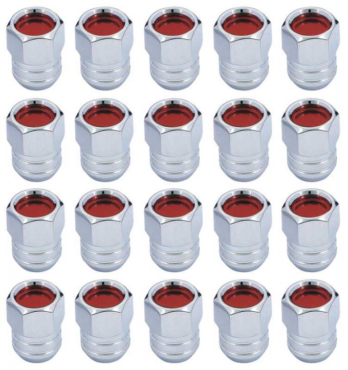 OER 1967 Red Center 7/16"-20 Rally II Lug Nuts F252