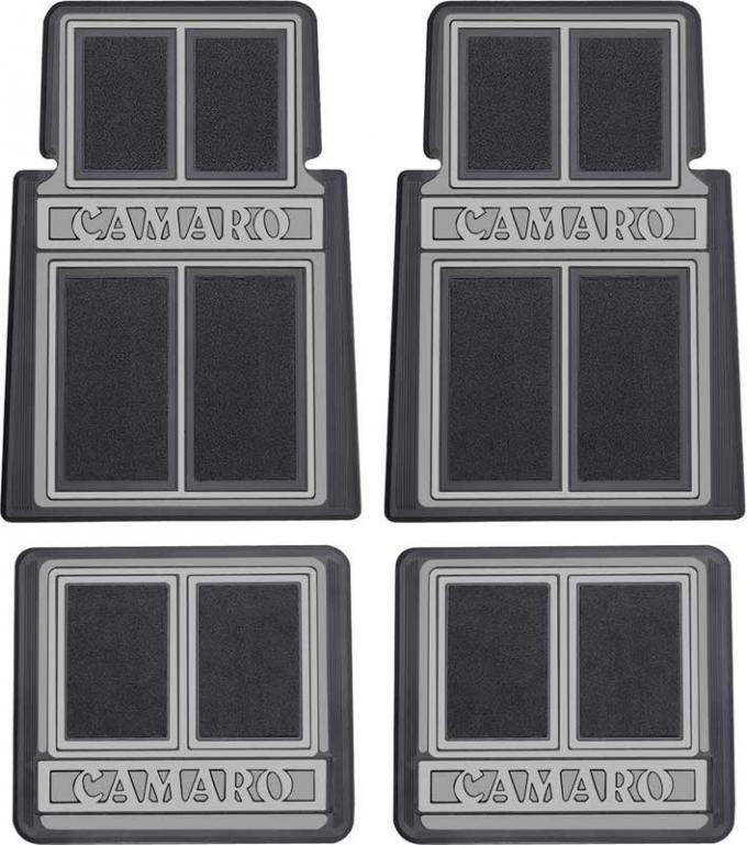 OER 1967-1992 Camaro, Carpeted Floor Mat Set, Black/ Gray , 4 Piece Set K75001