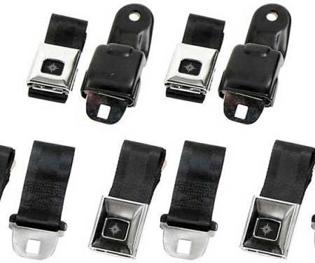 OER 1968-69 Camaro / Firebird, Retractable Seat Belt Set, Deluxe Interior, Black with Chrome Latches *R195