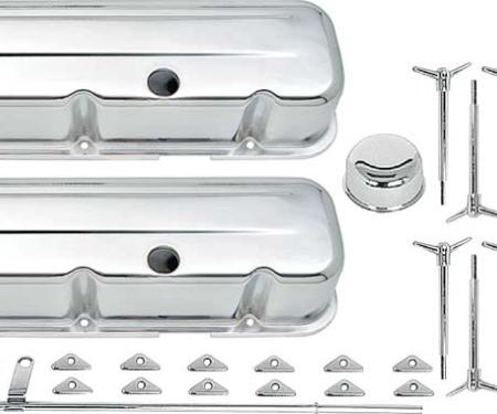 OER Chevrolet Engine Dress-Up Set, Big Block, Tall Profile Valve Covers, T-Bolts, Chrome T3049