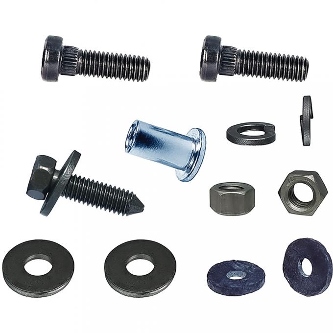 OER 1967 Camaro, Traction Bar Installation Hardware Kit, Radius Rod, Rear Axle Housing, to Floor, 12-Piece Set 154982