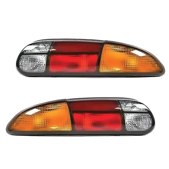 OER 1993-02 Camaro, Tail Lamp Assembly, 3-Bulb Holes, Export Style, Amber Outer Lens, RH and LH, Pair *748870